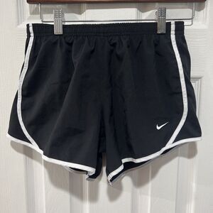 Nike Tempo Running Shorts Youth Girls L Standard Dri Fit Brief Lined Black White